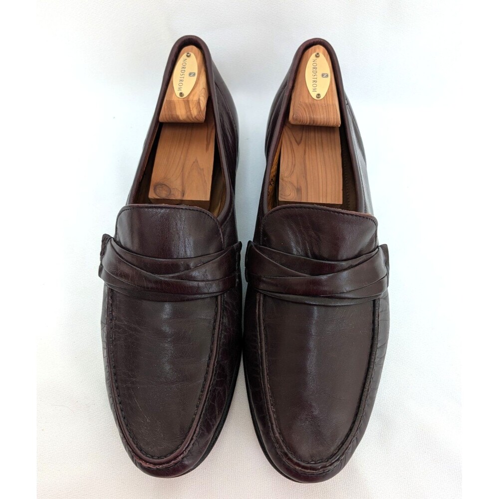 Allen Edmonds Bergamo Burgundy Nappa Leather Strap Moc Loafers Men's Sz 13D